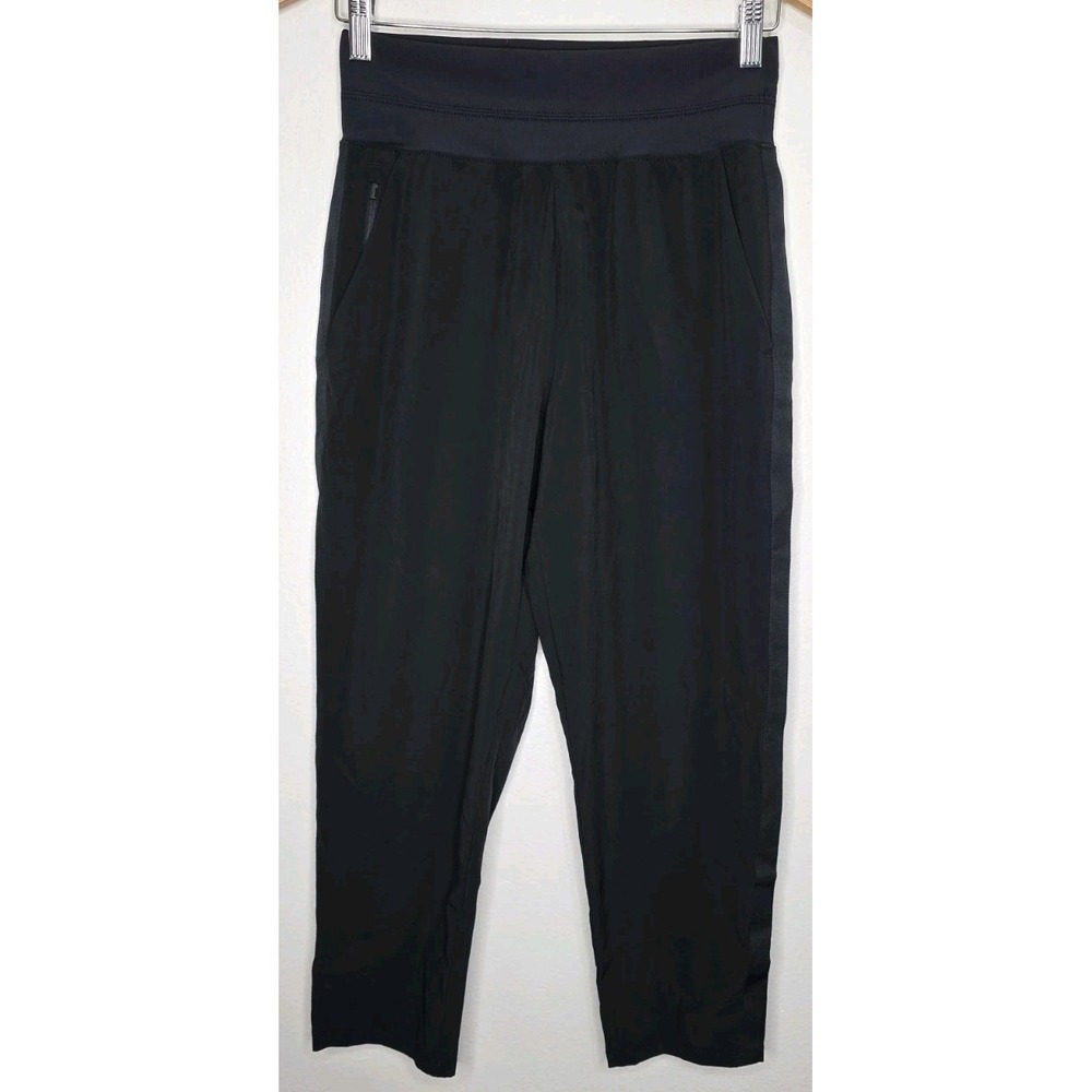 ATHLETA Nolita Slim Tapered Crop Pants Woman 6 Black Jogger Slacks Active Casual